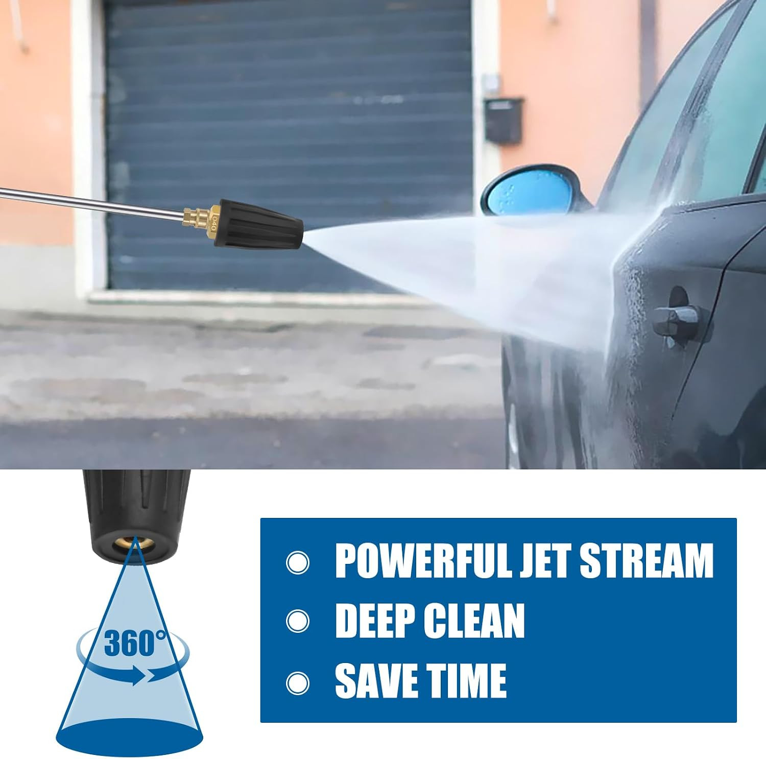 Pressure Washer Turbo Nozzle – 4000 PSI Rotating 360° Nozzle, 4.0 GPM, 4.0
