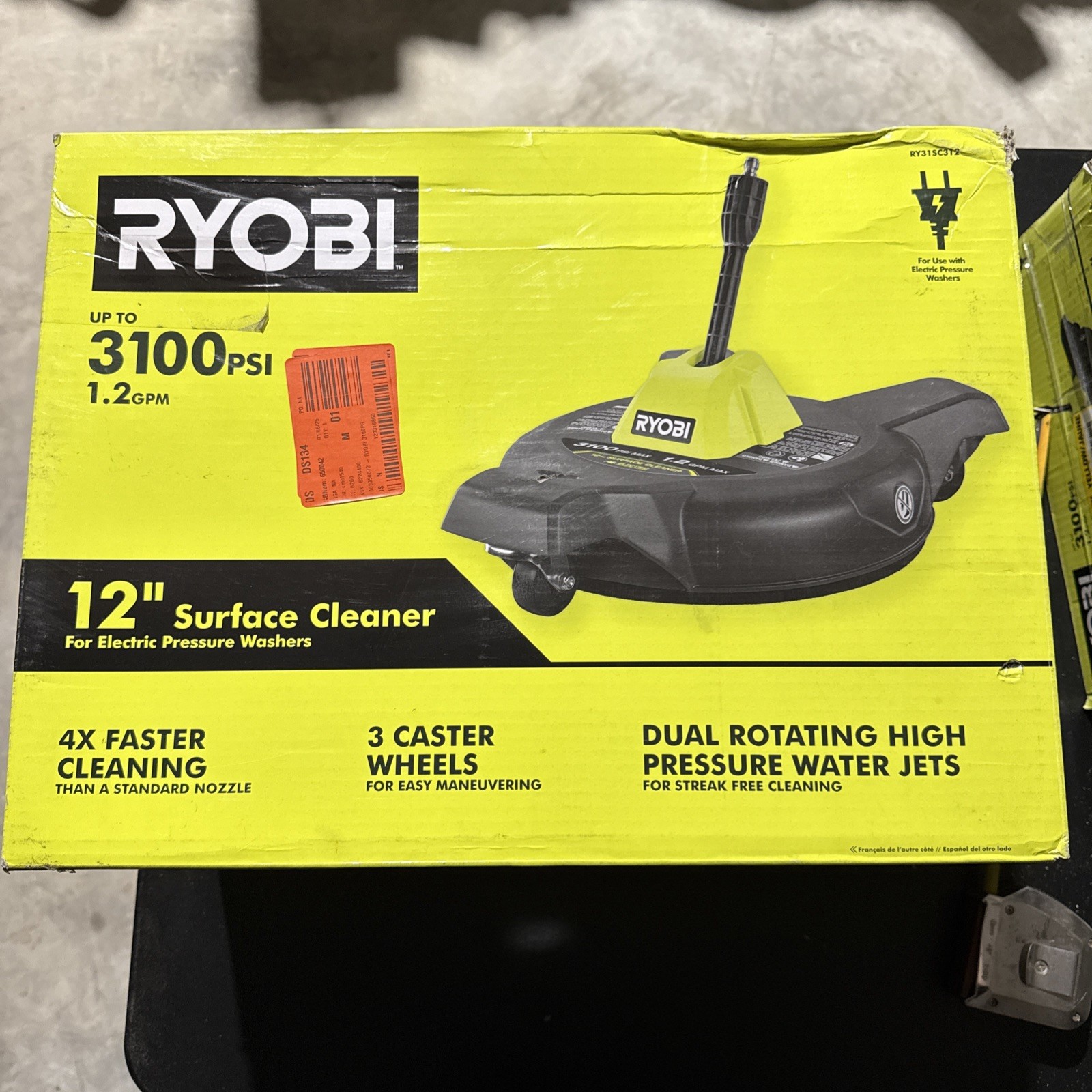RYOBI 12″ 3100PSI Electric Pressure Washer Surface Cleaner Attachment RY31SC312