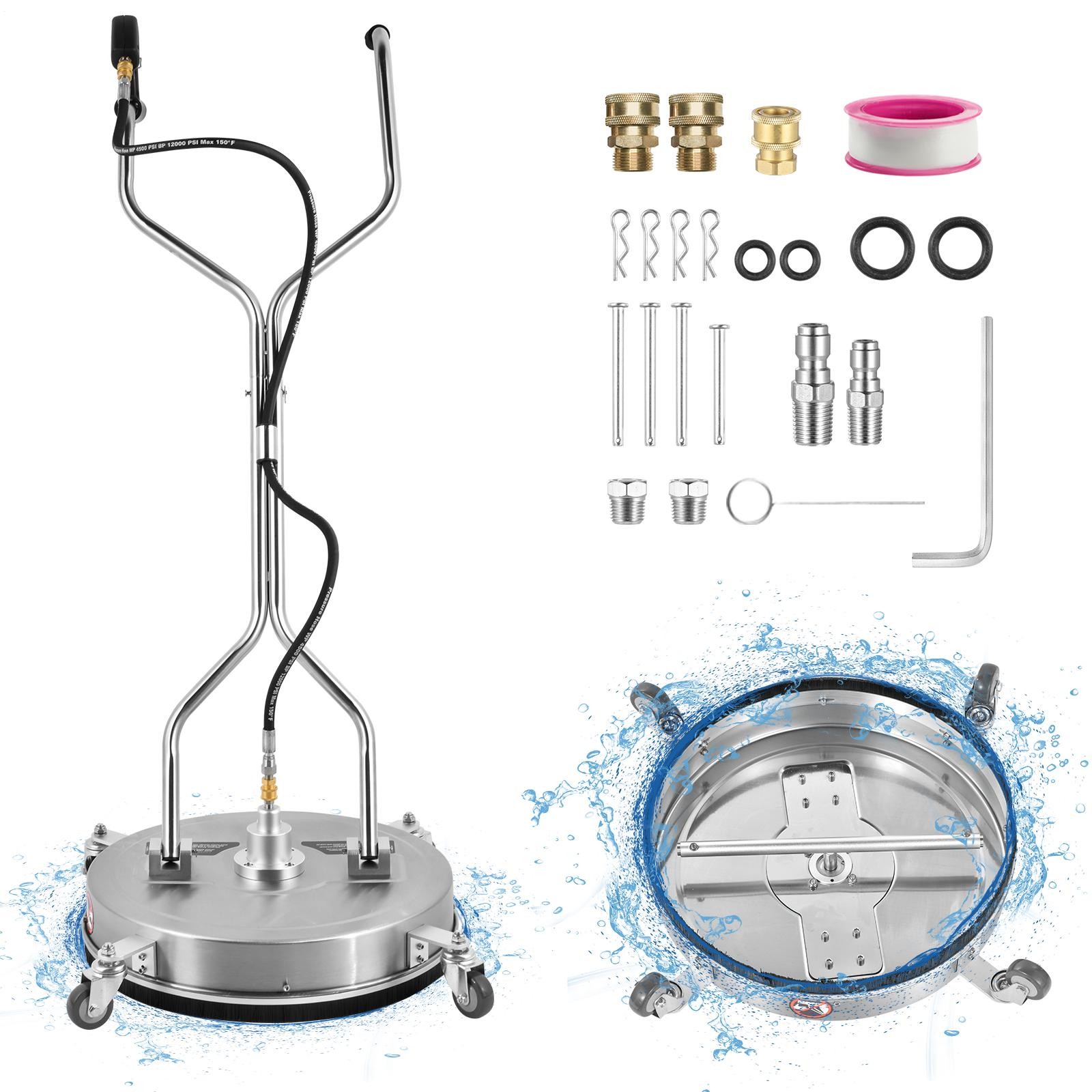 20-24″Pressure Washer Surfaces Cleaner 4500PSI w/Handles & Wheels Stainless Stee