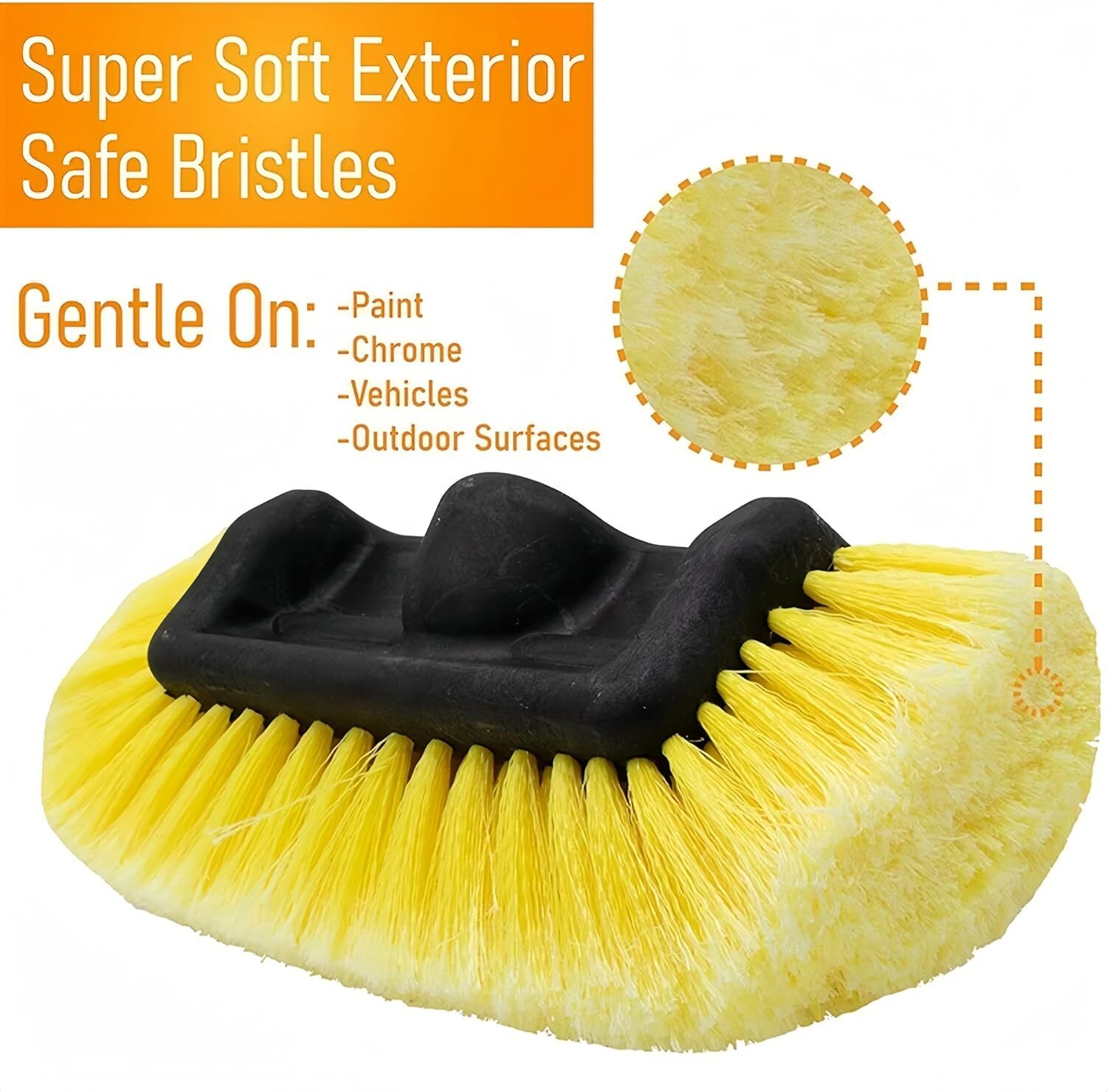 60″ Car Wash Brush with Long Handle,Flow-Thru Soft Bristle Washing Yellow