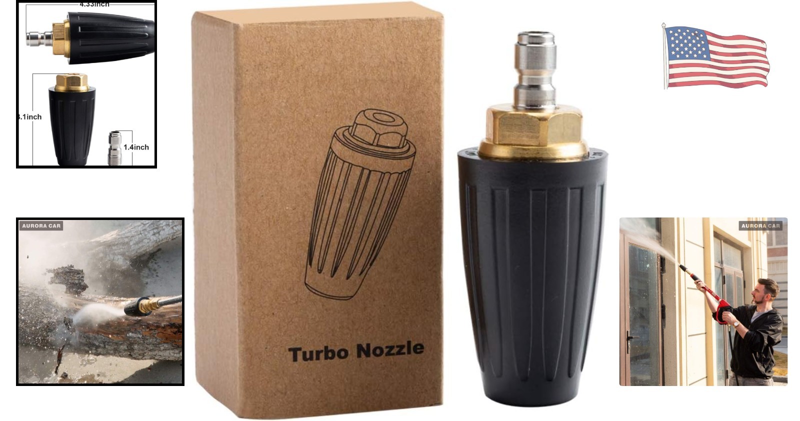 High-Pressure Turbo Nozzle 1/4” Quick Connect for Deep Cleaning & Rust Removal