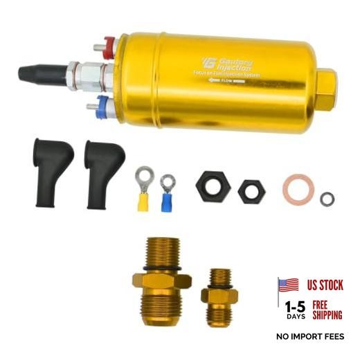 300LPH 044 External Inline Fuel Pump Kit – Gold Anodized, 12V High Pressure