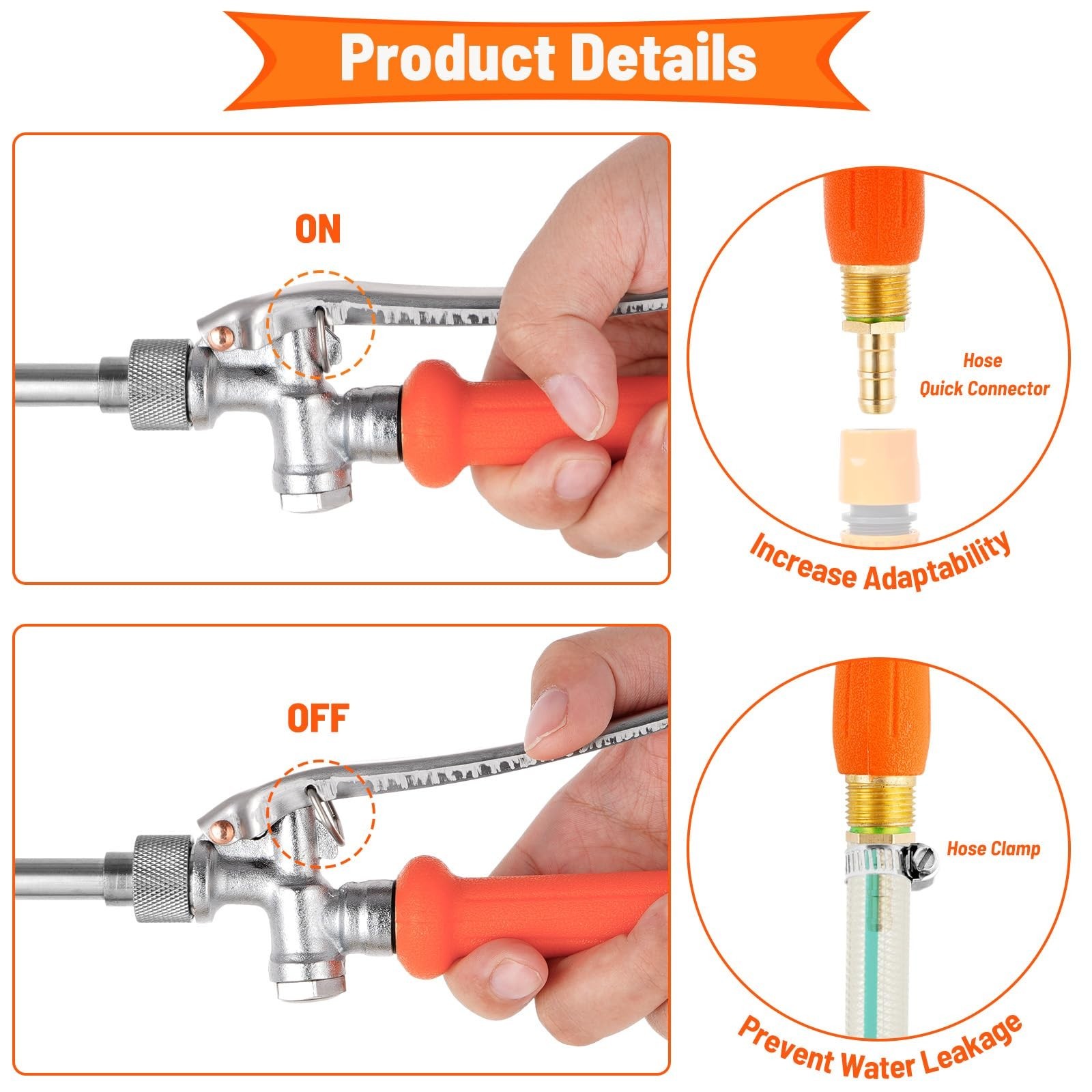2 Pack 29″ Adjustable Spray Wand Replacement, Brass Barb for 1/4″ & 3/8″ Hoses,