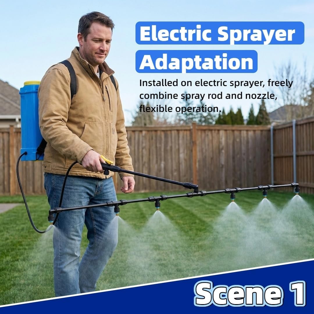 6 Nozzle Polyethylene Boom Wand 7.5 Ft ATV Sprayer Attachment