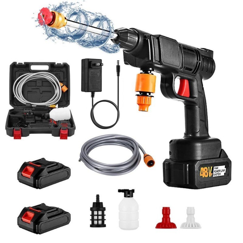 Portable Cordless Electric High Pressure Water Spray Gun Car Washer Cleaner Set