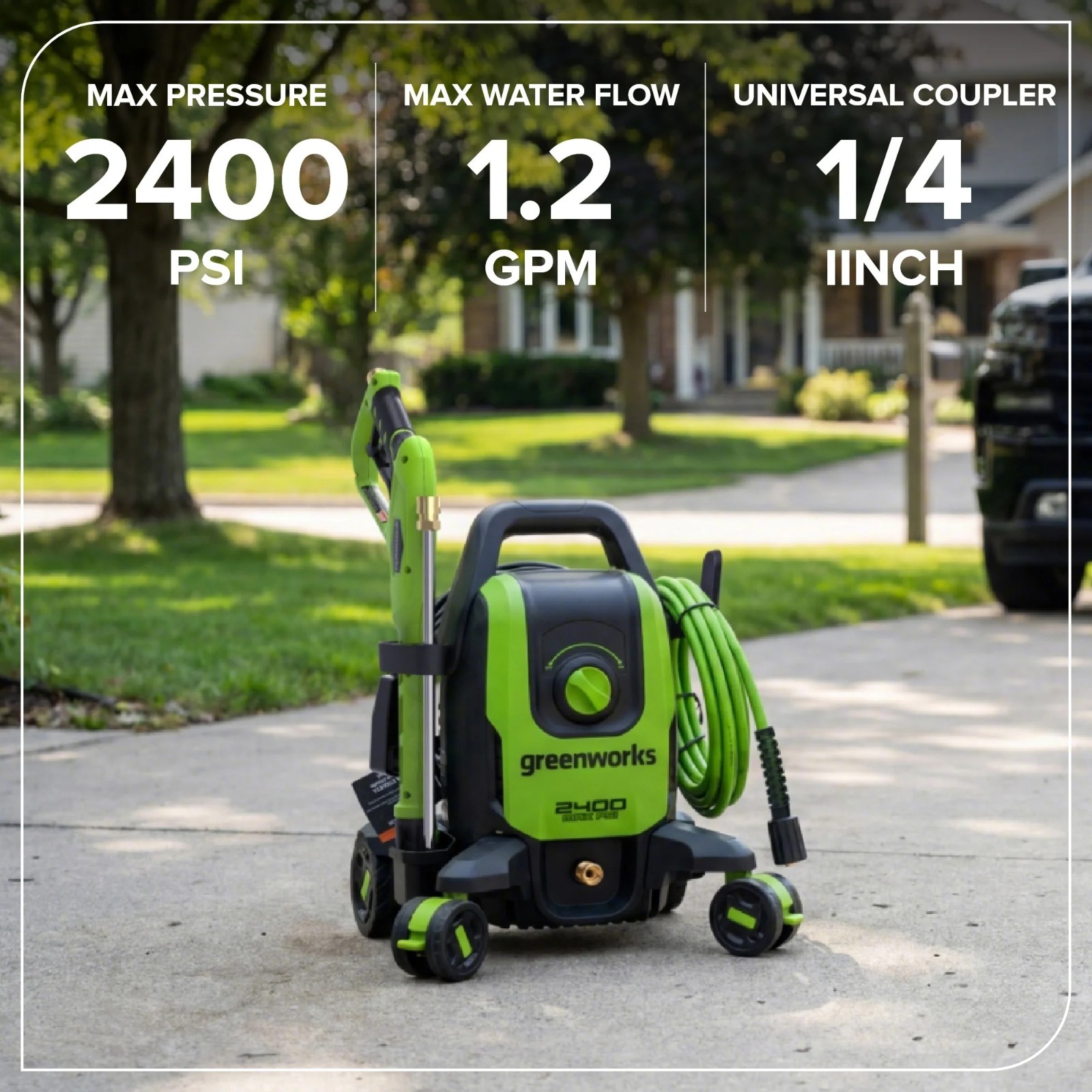 Greenworks 2400PSI Brushless 1.2GPM Four-Wheel Electric Pressure Washer