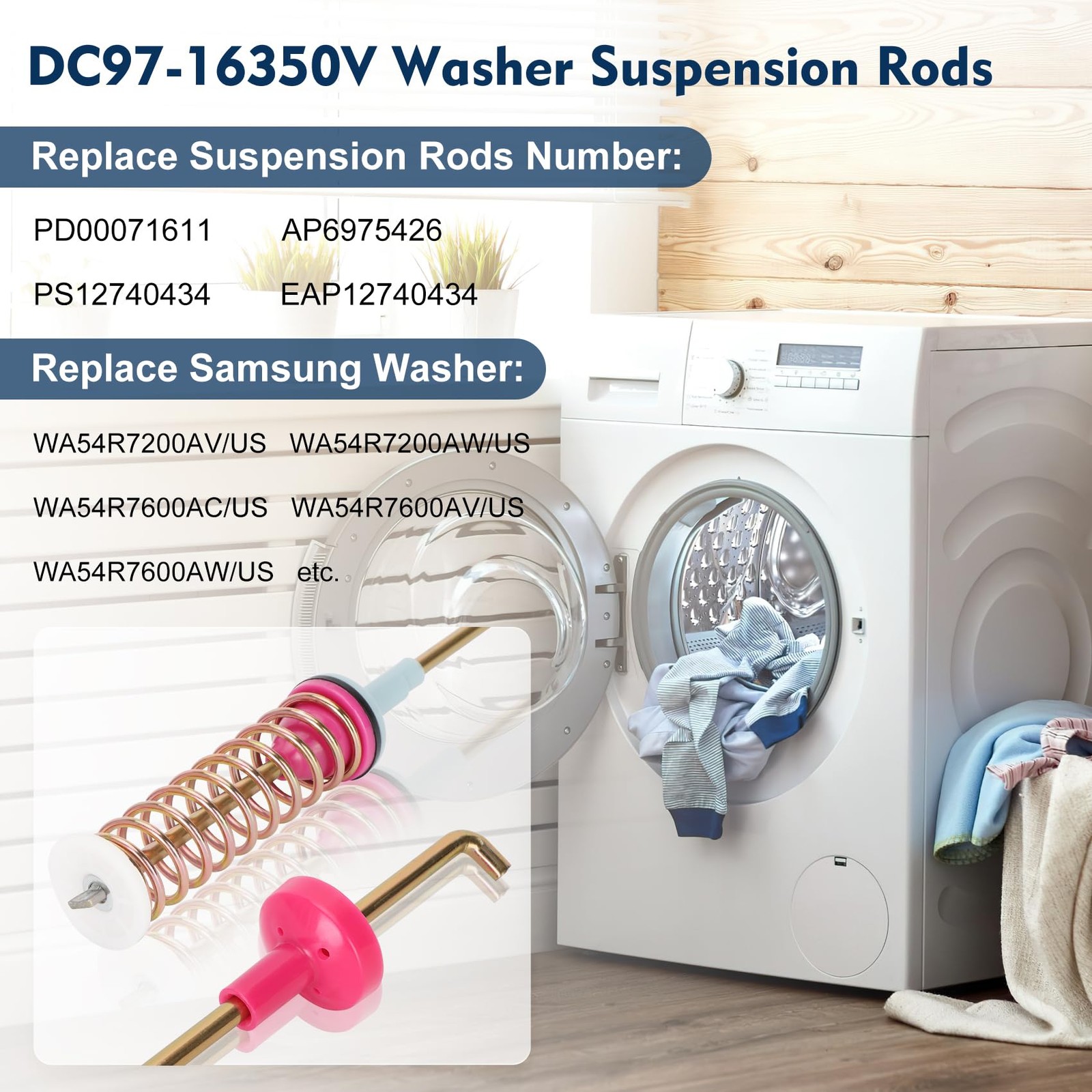 DC9716350V Washer Suspension Rods 27.5 Inch Fits Samsung WA54R7600AW/US