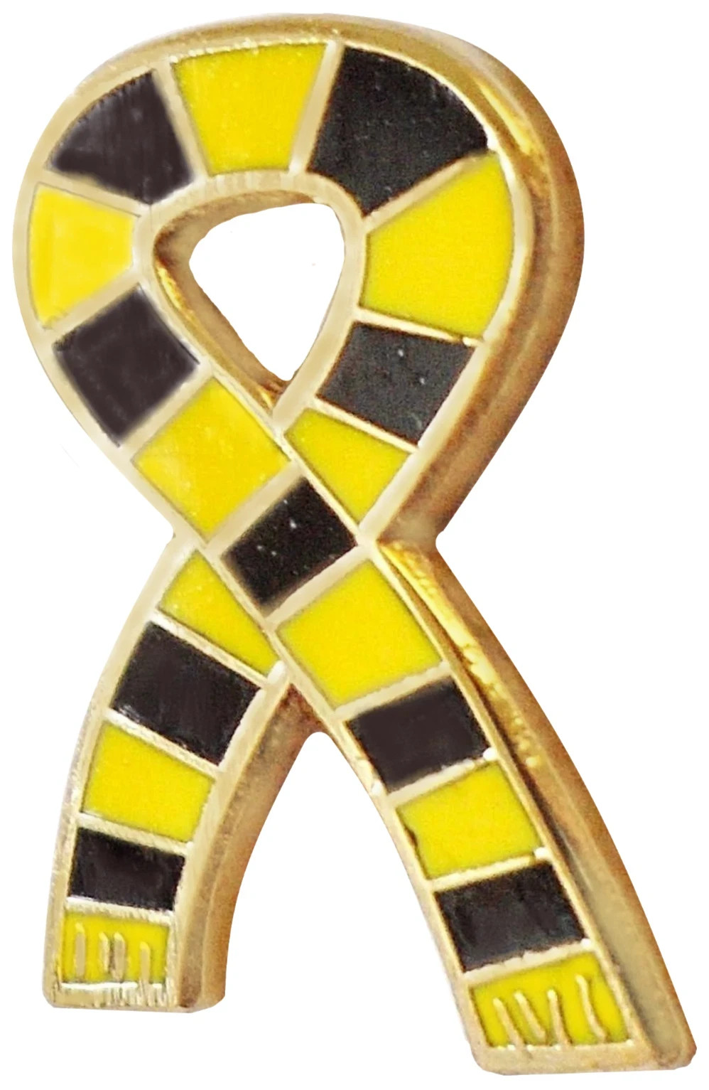 Livingston Supporter Yellow and Black Scarf Ribbon Pin Badge GOLD plated