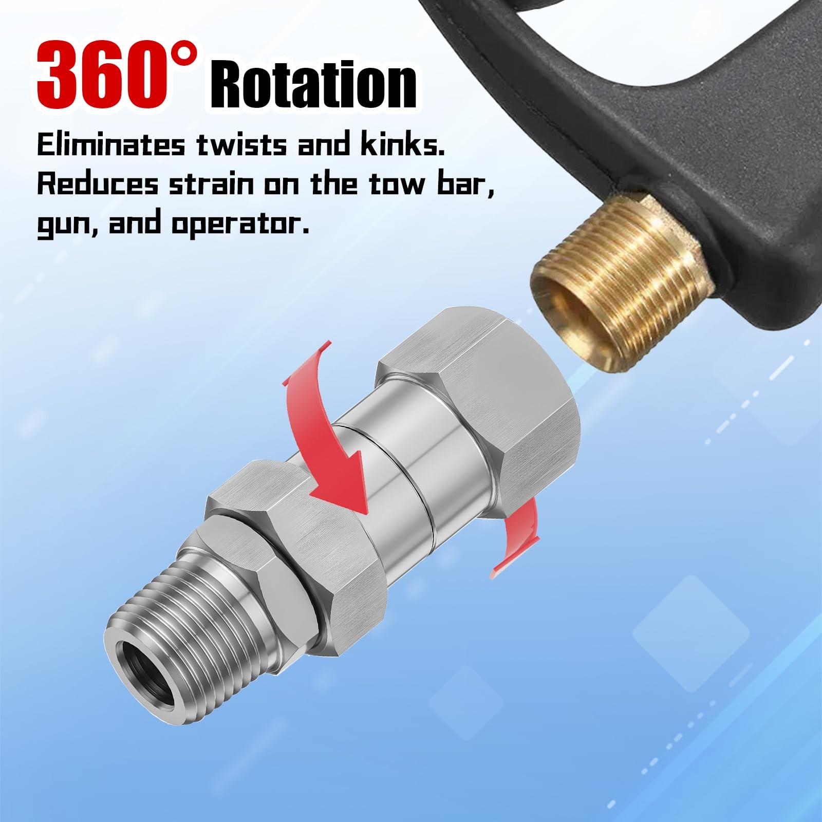 Pressure Washer Swivel, 3/8 Inch NPT Thread Pressure Washer Fittings, Stainle…