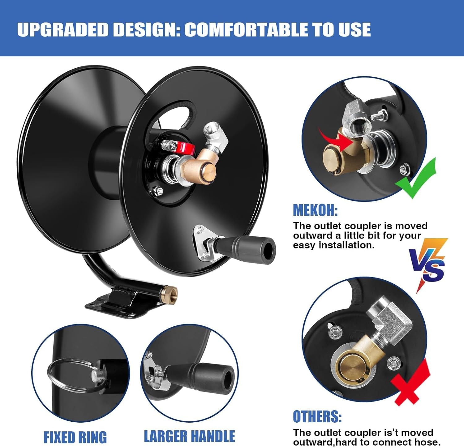 Heavy Duty Pressure Washer Hose Reel 3/8″ x 50FT 4000 PSI Steel