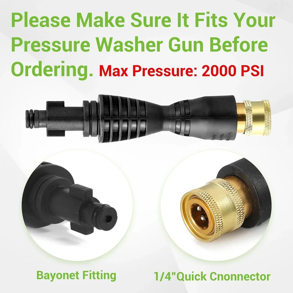 Pressure Washer Gun Adapter with 1/4” Quick Connector, 6 Inch Power Washer Wa…