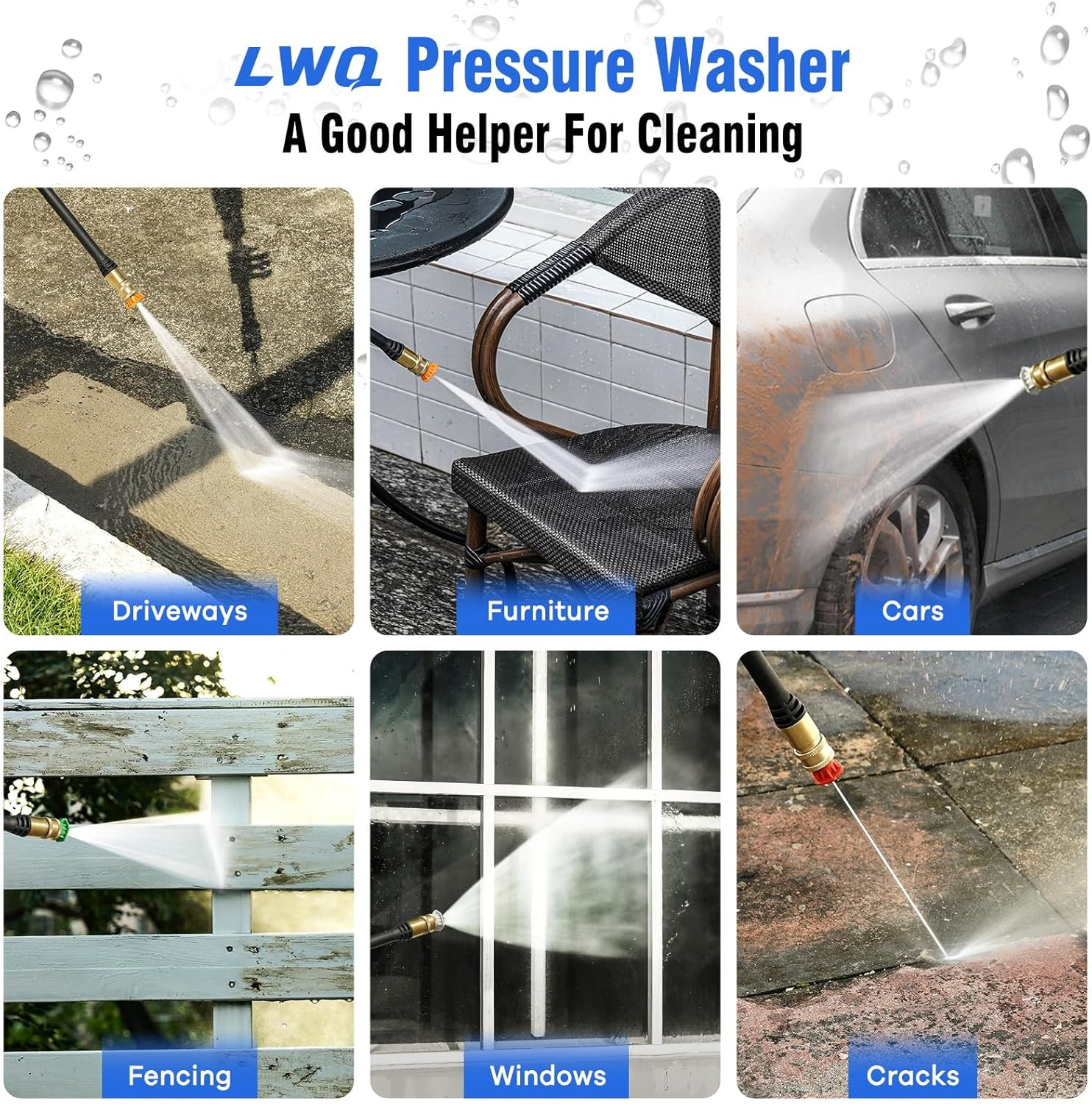 Pressure Washer, Power Washer with 4 Quick Connect Nozzles 1 Foam Cannon, High P