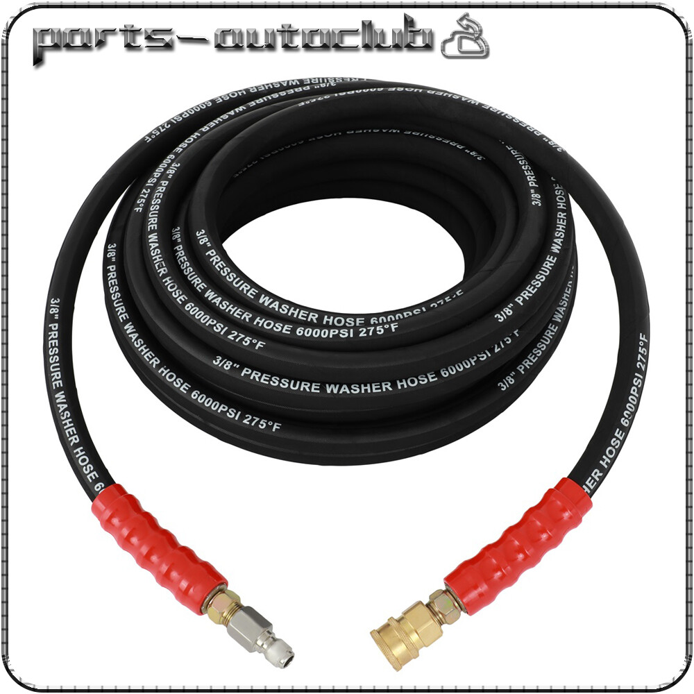 Hot Water Pressure Washer Hose 3/8″ x 50ft 6000 PSI R2 Rating Black