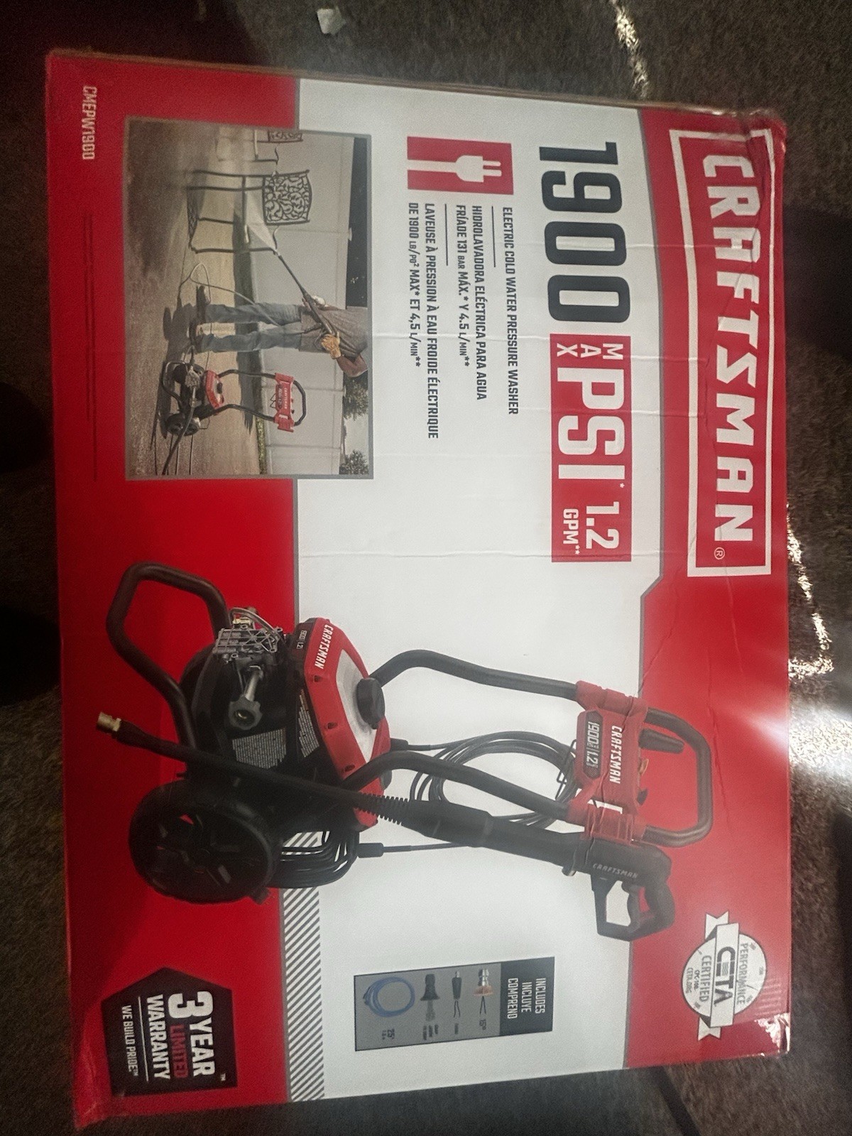 CRAFTSMAN CMEPW1900 Electric Pressure Washer 1900 PSI 1.2 GPM Corded