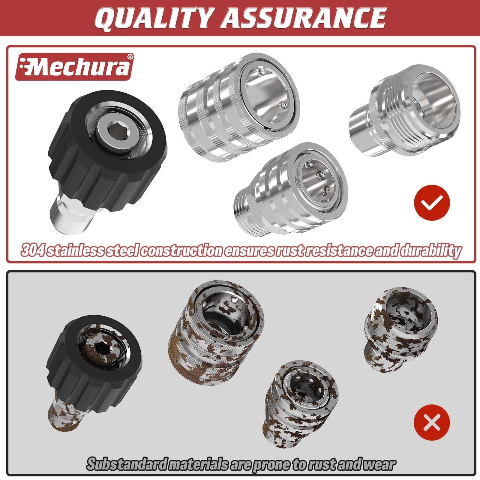 3/8″ Pressure Washer Quick Connect Kit, M22 Swivel Fitting & Adapter Set, 9 Pcs
