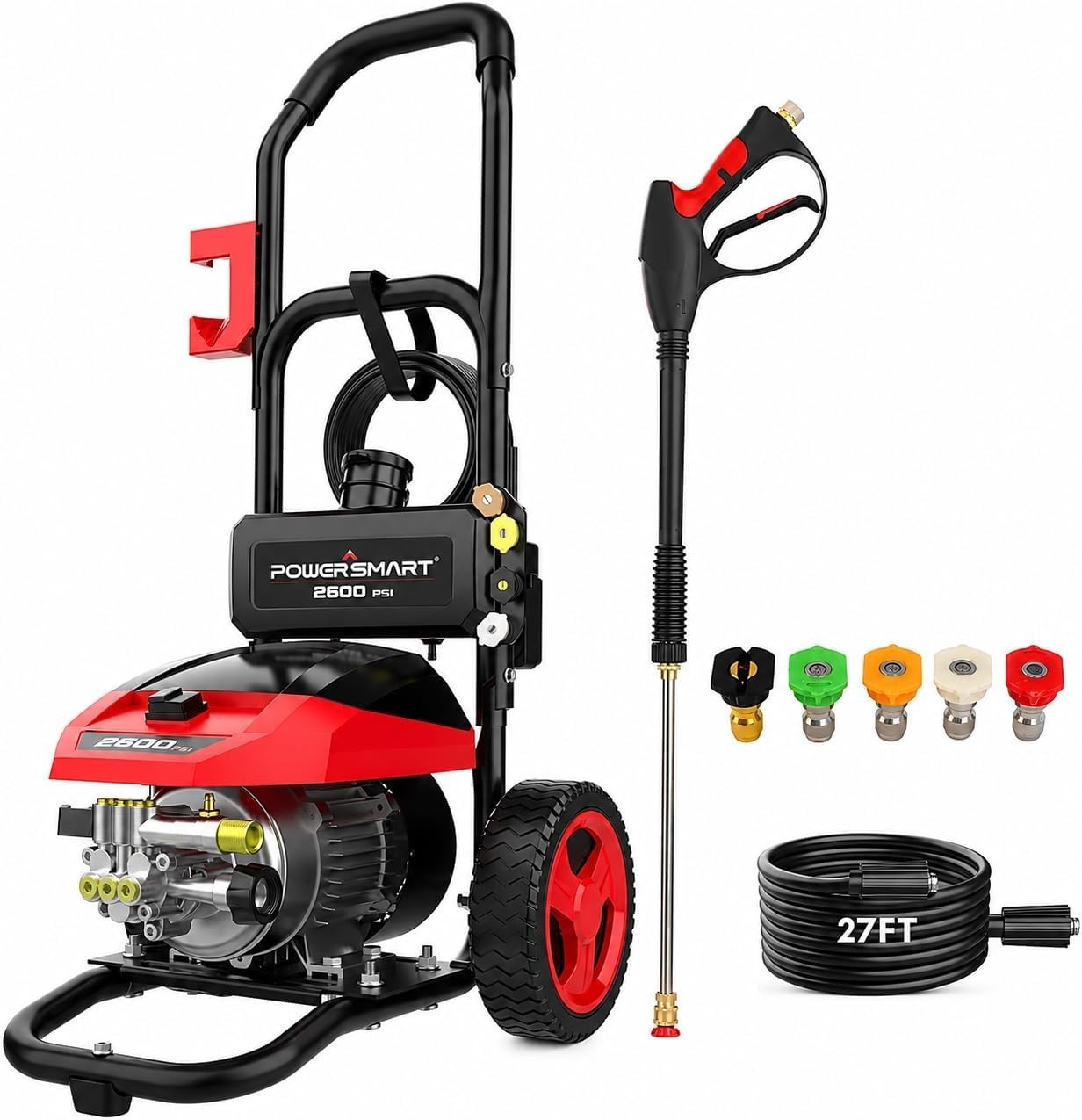 Versatile Electric Pressure Washer – 2600 PSI with 5 Quick-Connect Nozzles