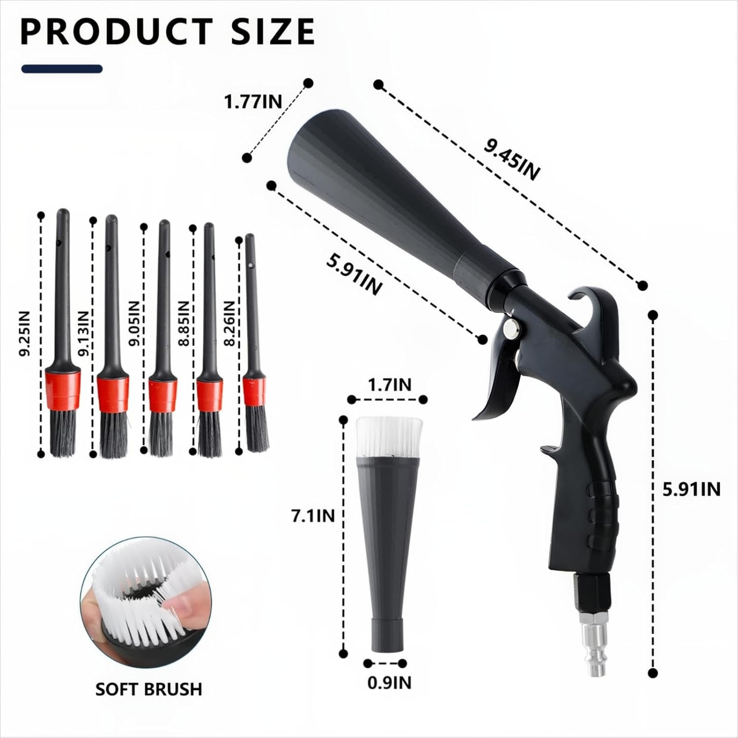 Tornado Detailing Car Cleaning Gun with Metal Nozzle | Interior Drying Air Gun |