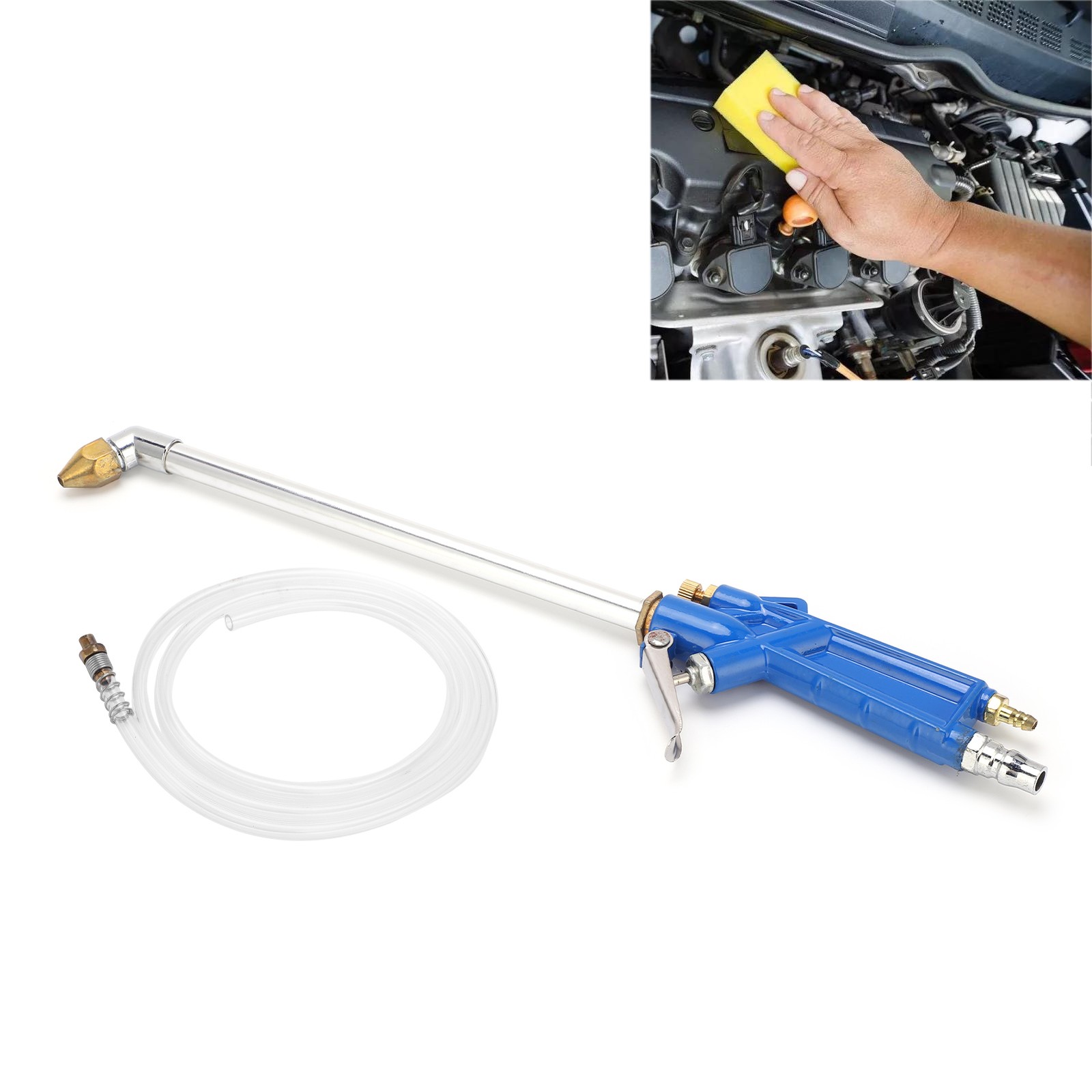 Car Washer Water Spray Gun Steel With 120cm/47in Long Hose Universal For Engine