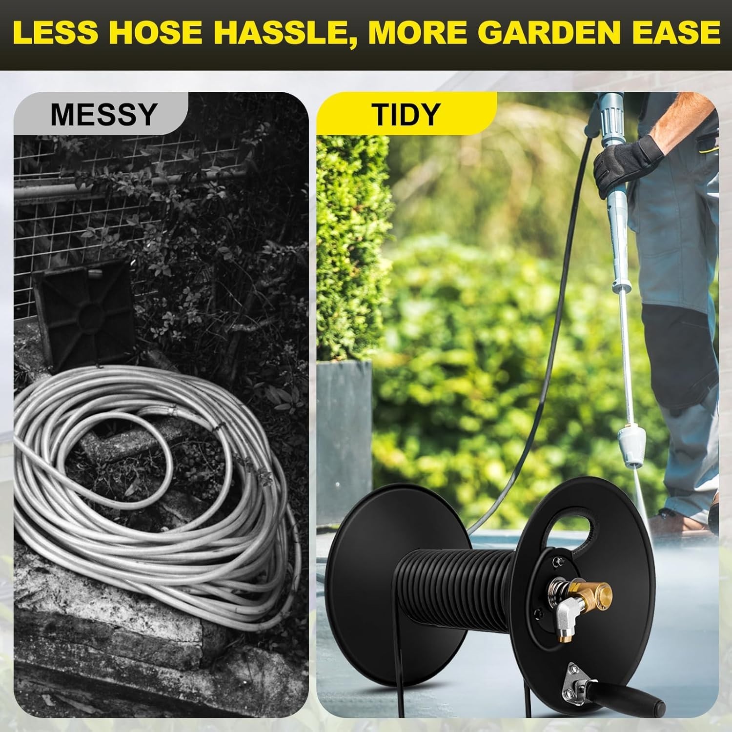 High Pressure Washer Hose Reel 100ft 3/8″ NPT, 4000 PSI Heavy Duty Steel Powe…
