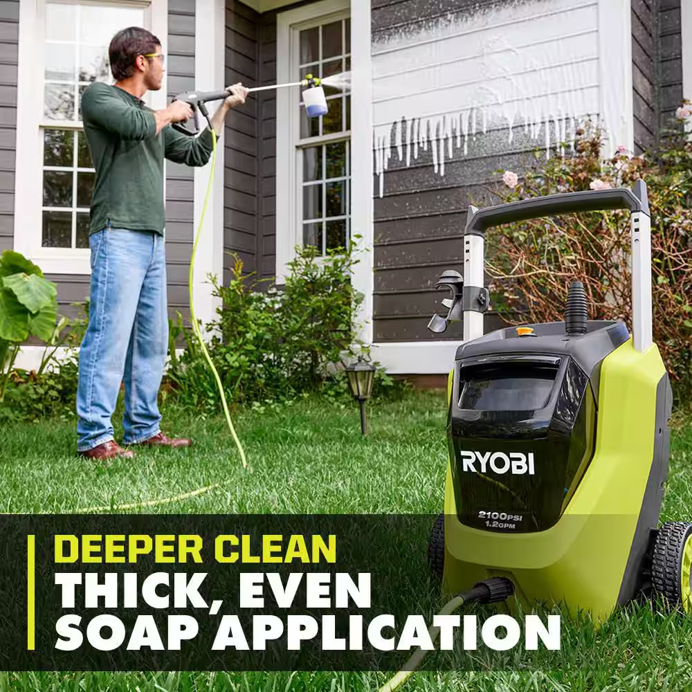 2100 PSI 1.2 GPM Cold Water Corded Electric Pressure Washer with Water Broom