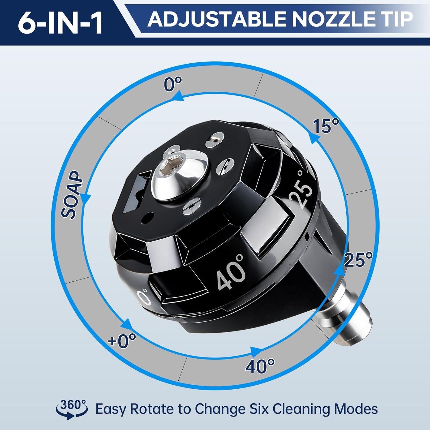 6 in 1 Pressure Washer Nozzle Tips, 6-In-1 Quick Change over and Adjustable, Pow