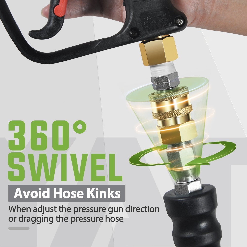 YAMATIC 4000 PSI Pressure Washer Hose w/ Swivel 3/8″ Quick Connector 50ft/100ft