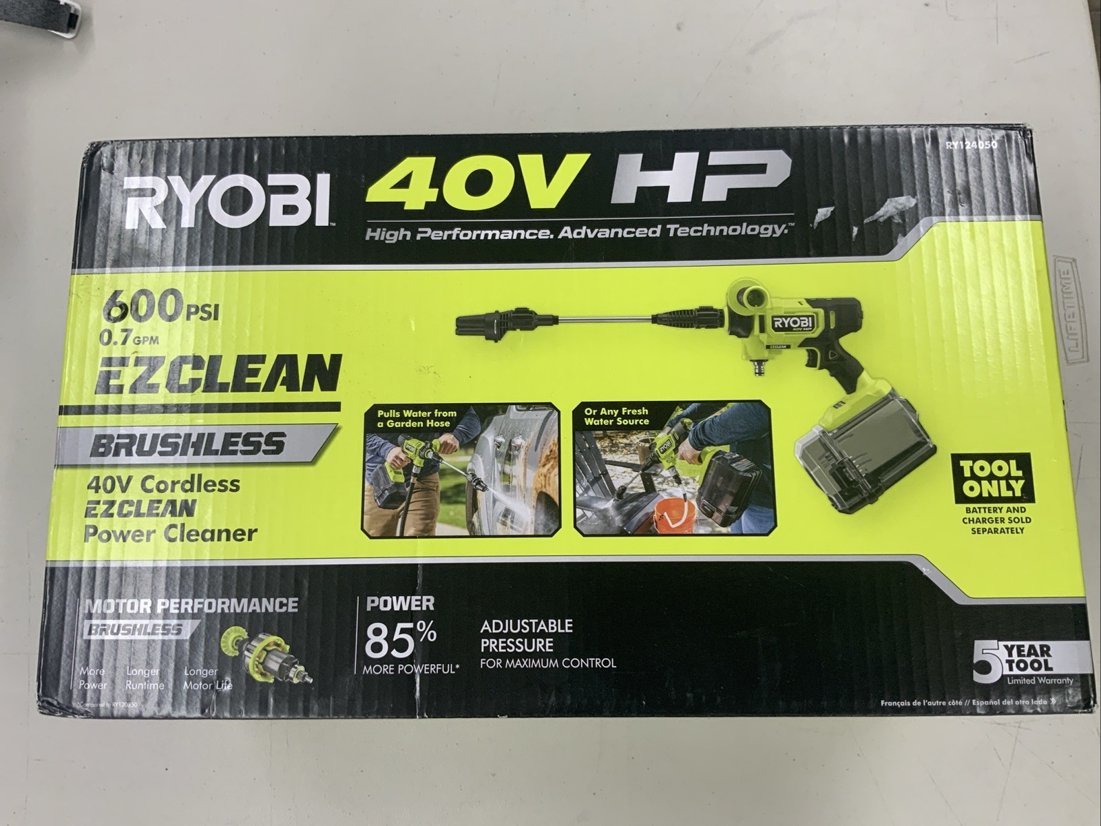 Ryobi 40v 600 PSI EZClean Cordless Power Cleaner RY124050VNM Tool Only OPEN BOX