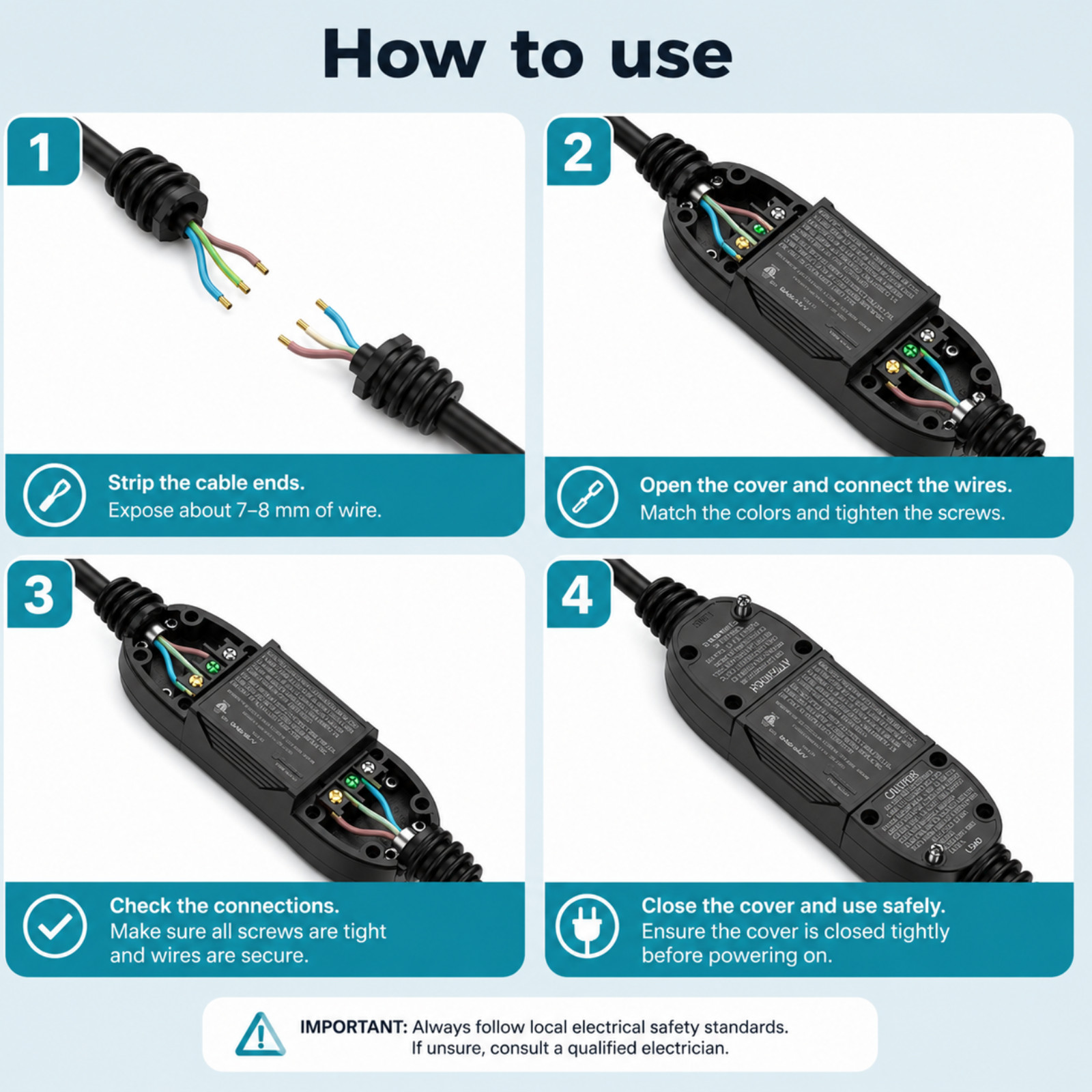 15A Inline GFCI Plug with Auto Reset for Pressure Washers, Hot Tubs & Outdoor To