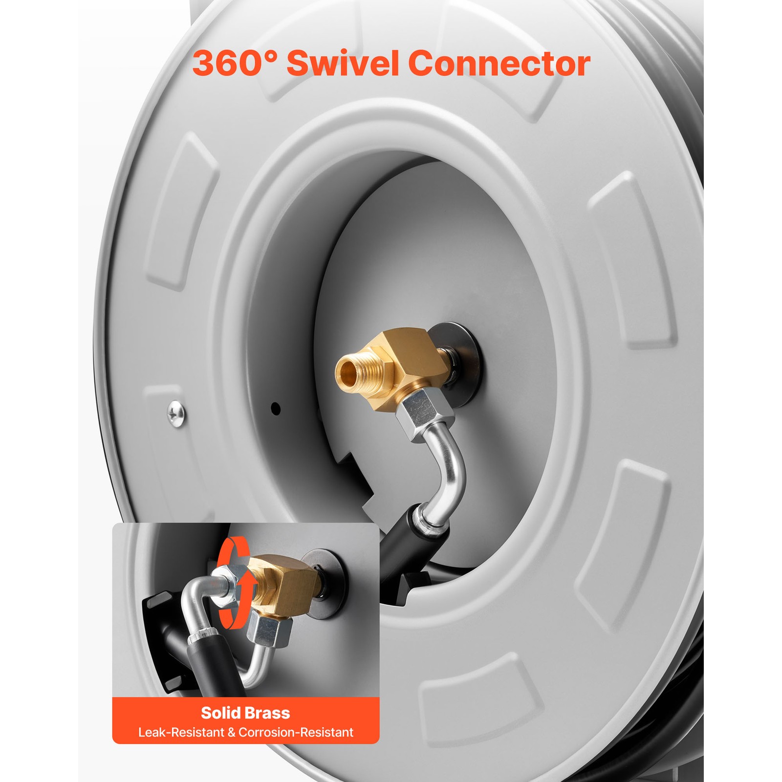 Uimoso Retractable 65ft Pressure Washer Hose Reel, 1/4in, 3200PSI Auto-Rewind