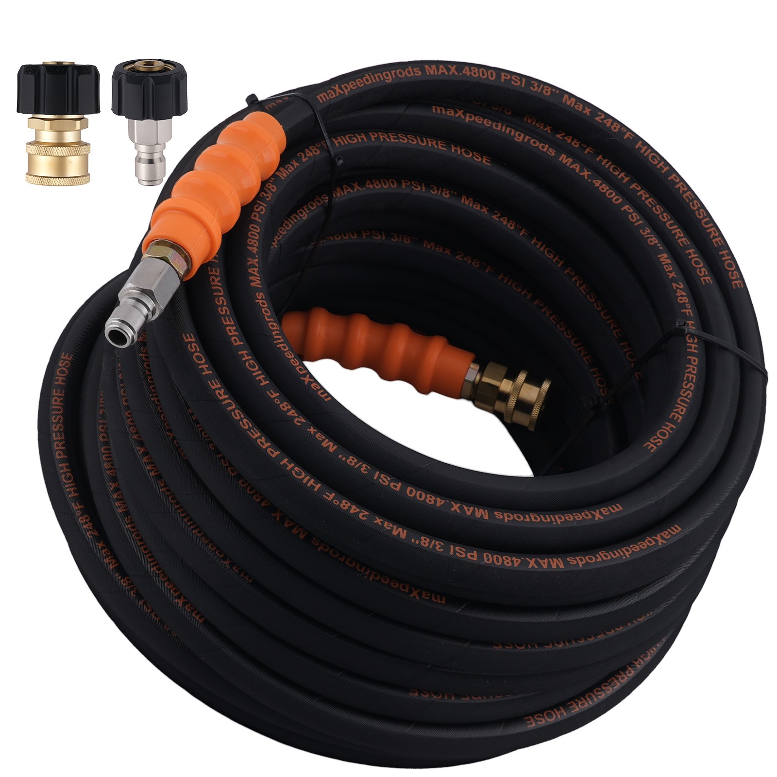 75FT 3/8″ Pressure Washer Hose 4800PSI Steel Wire Braid w/ Swivel Quick Connect