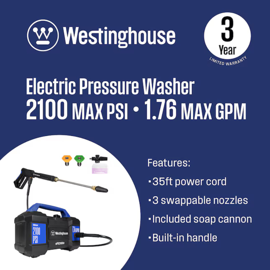 Westinghouse ePX3100v Compact, Box Style With Turbo Nozzle Max 2100-PSI 1.76-GPM