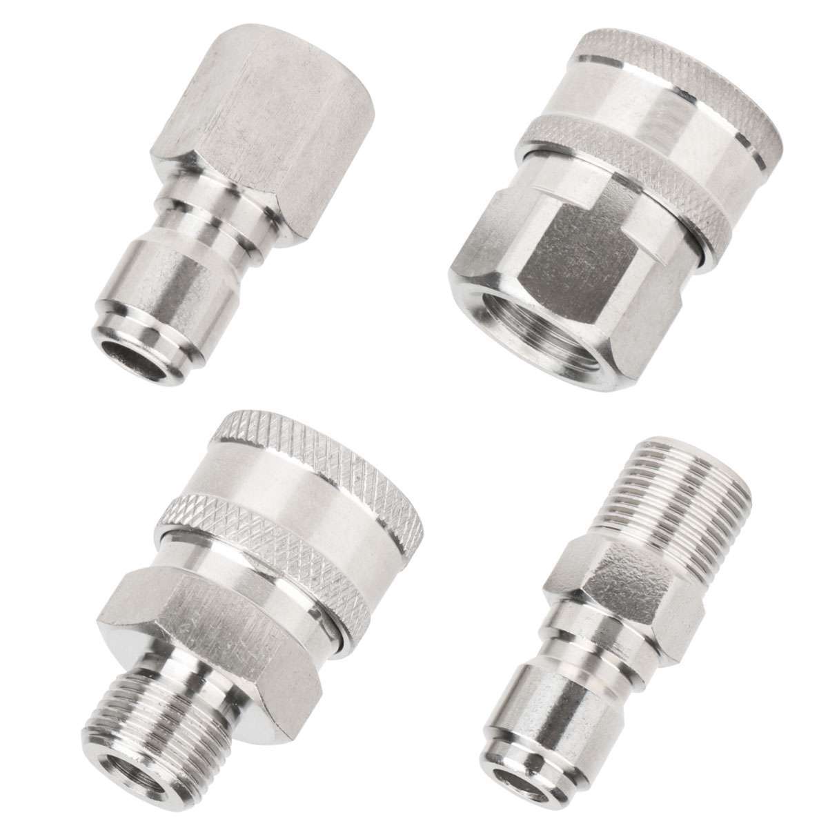 4Pcs 3/8″ NPT Stainless Steel Quick Connect Fitting Pressure Washer Adapter Set