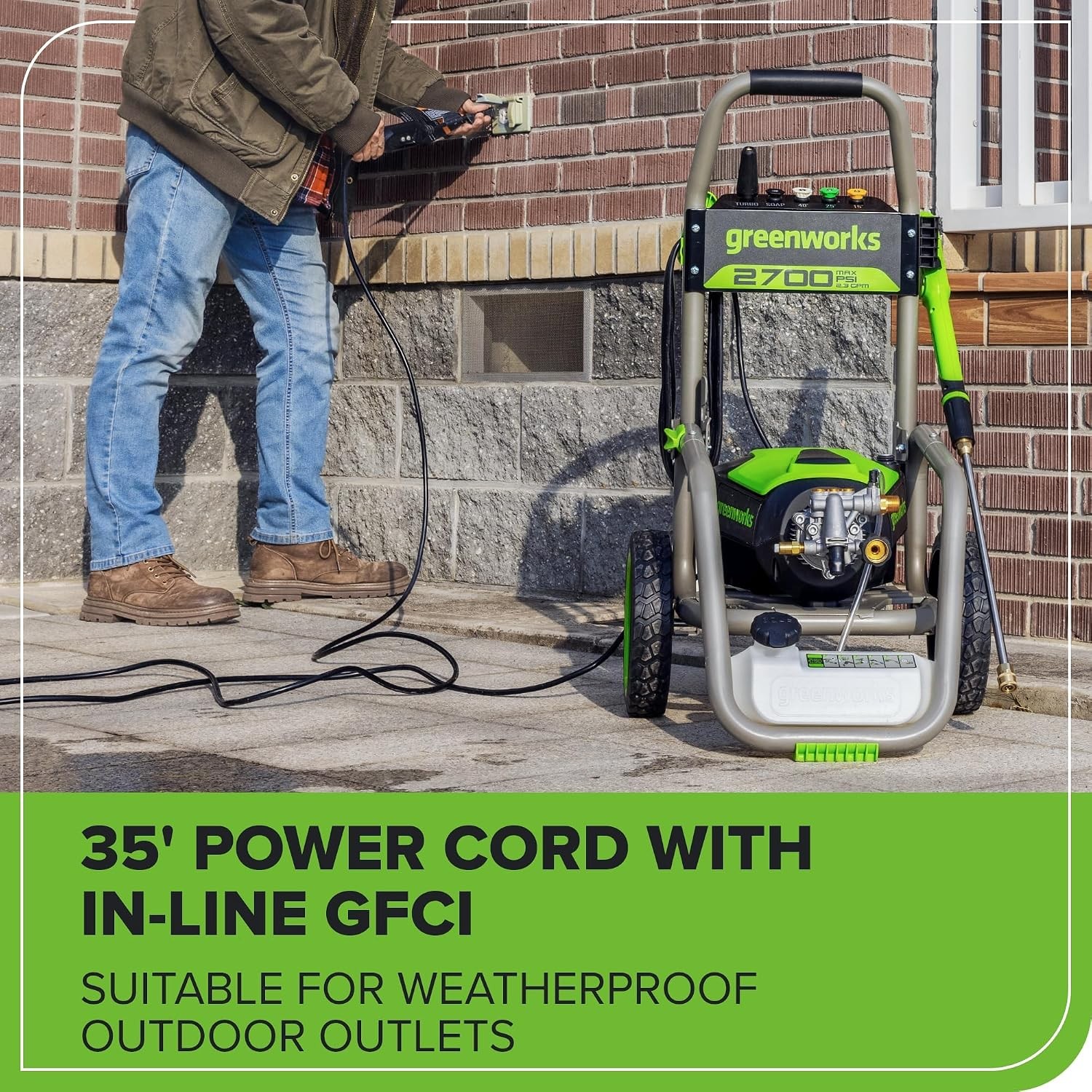 Greenworks 2700 PSI (2.3 GPM Max) Brushless Electric Pressure Washer