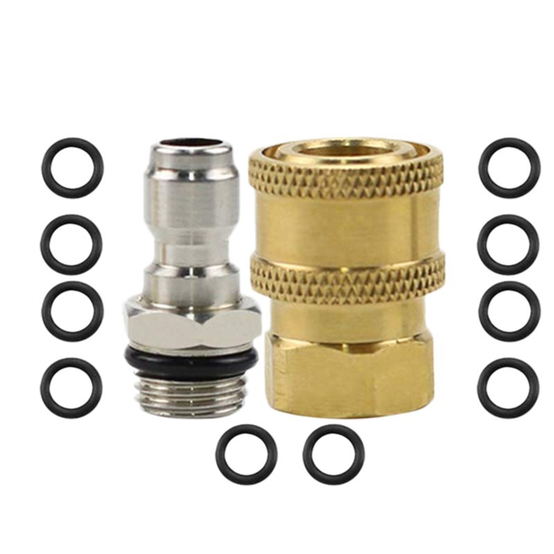 Pressure Washer Quick Connect Adapter Set 1/4 With 10pcs O-rings &ferrule