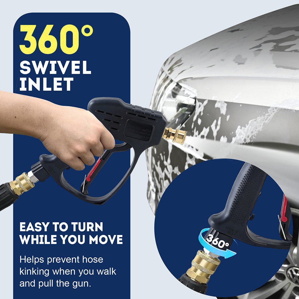 Pressure Washer Short Gun with Swivel 5000 PSI/10.5 GPM High Power Washer Gun…