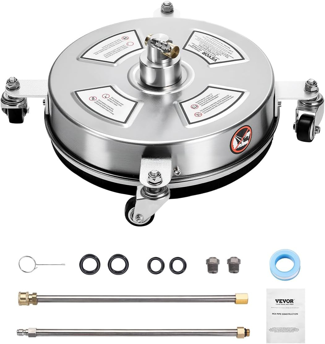 14 Inch Pressure Washer Surface Cleaner, 4000 PSI Stainless Steel Attachment wit