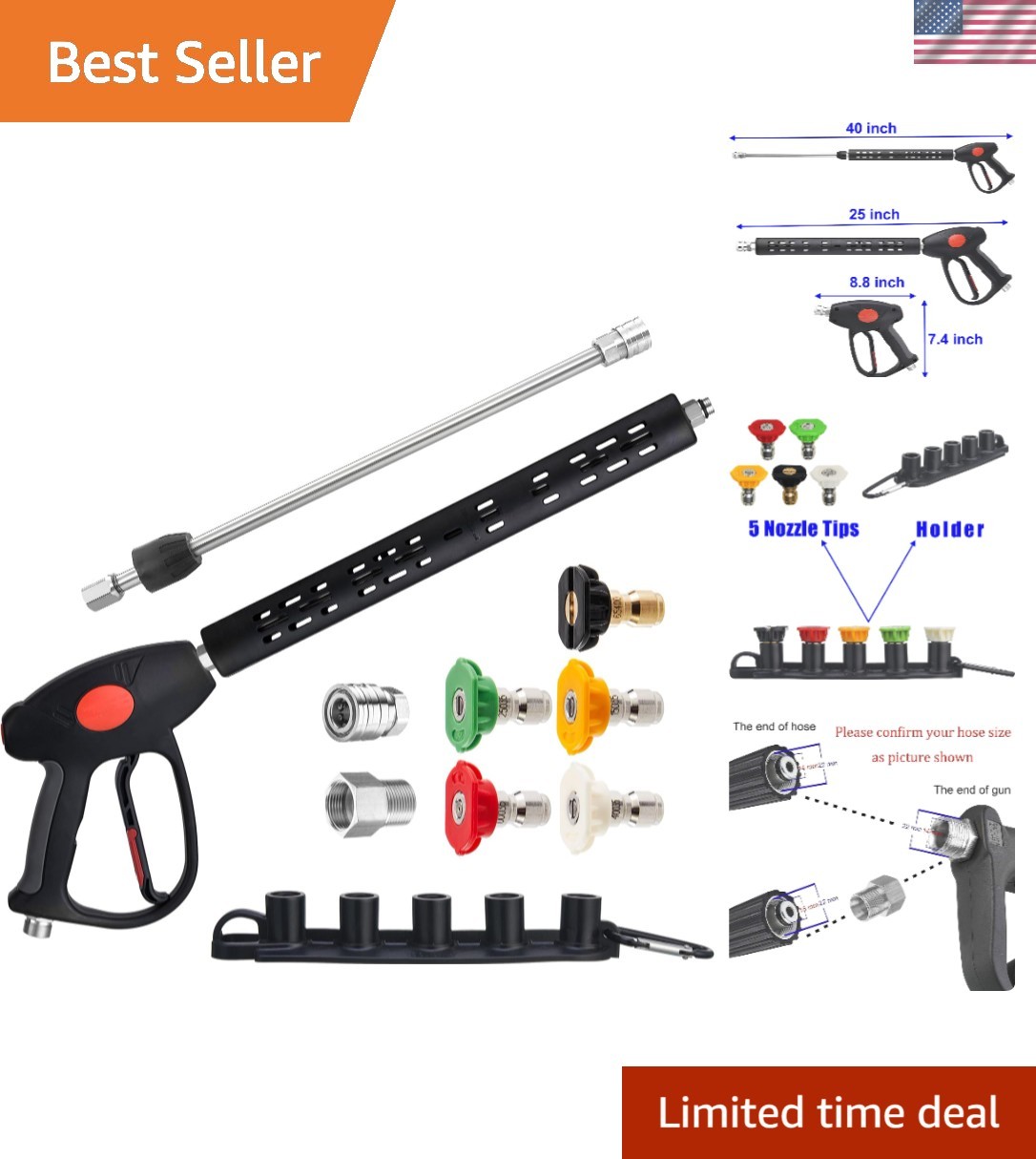 Replacement Pressure Washer Gun & 40-Inch Extension Wand – 4000 PSI
