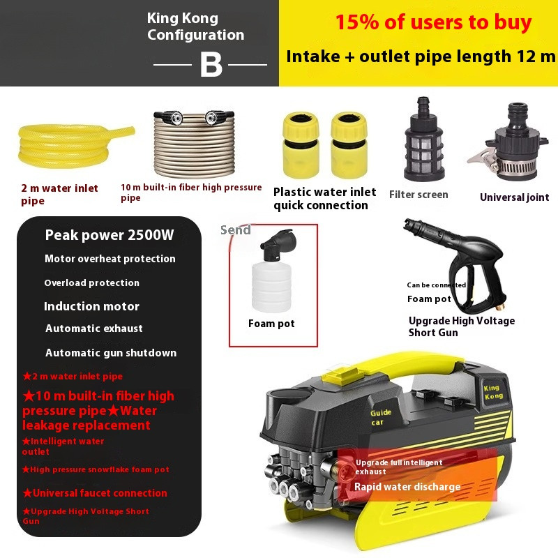 Portable Watering Machine Car Washer High Power Automatic Shut-off Gun Stops