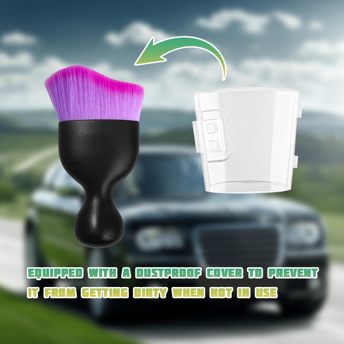 Ywdiml Car Interior Detailing Brush, Curved Soft Bristles Gradient Purple
