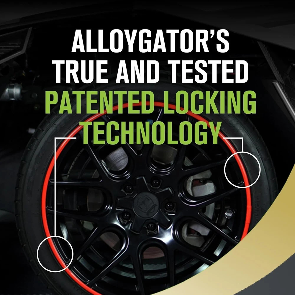 AlloyGator Red Rim Protector for Car Wheels (Fits 12-24″ Wheel Diameter) – Pack