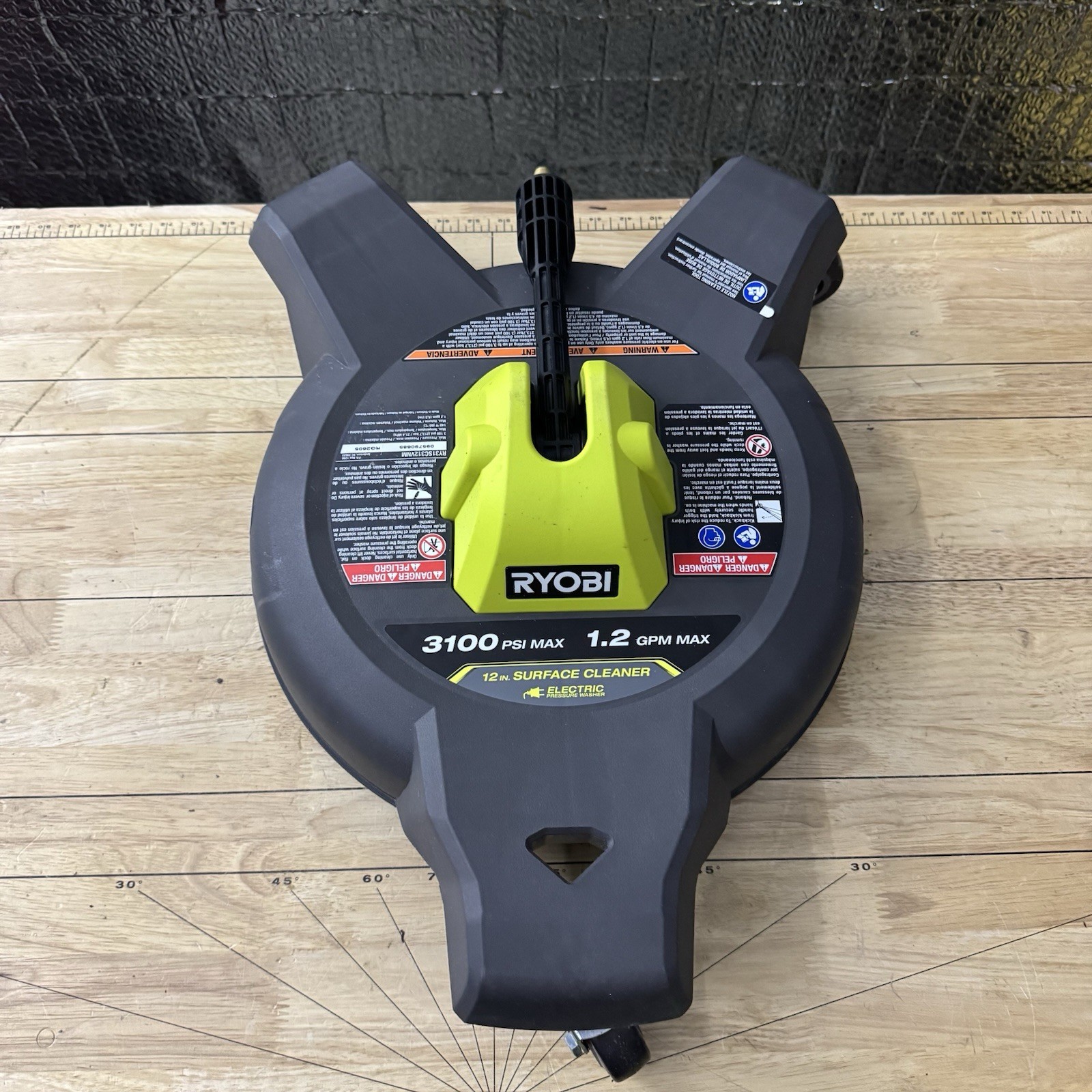 RYOBI 12 in. 3100 PSI Electric Pressure Washer Surface Cleaner w/Caster Wheels