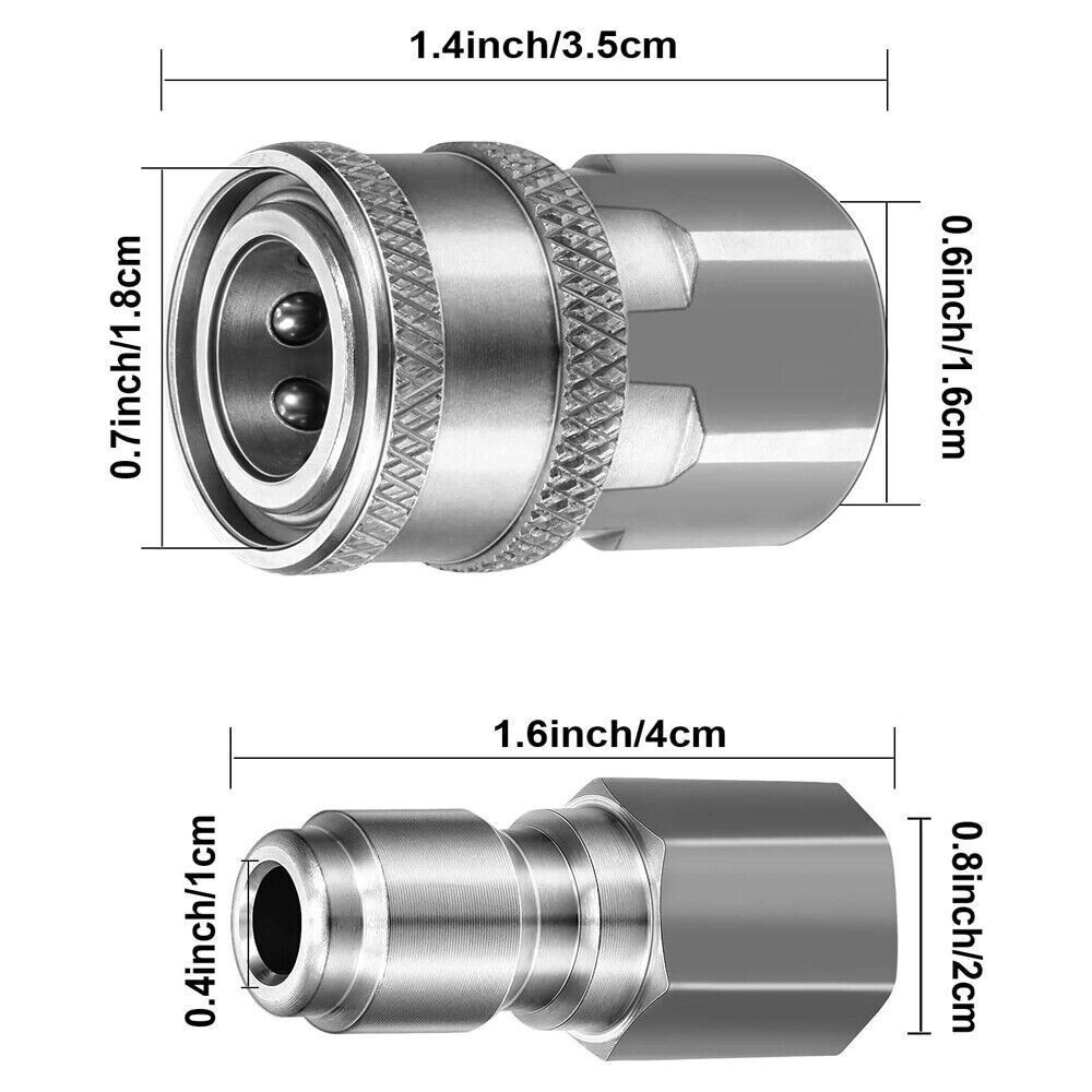 4 Sets NPT 3/8 Inch Stainless Steel Male and Female Quick Connector Kit Pressure