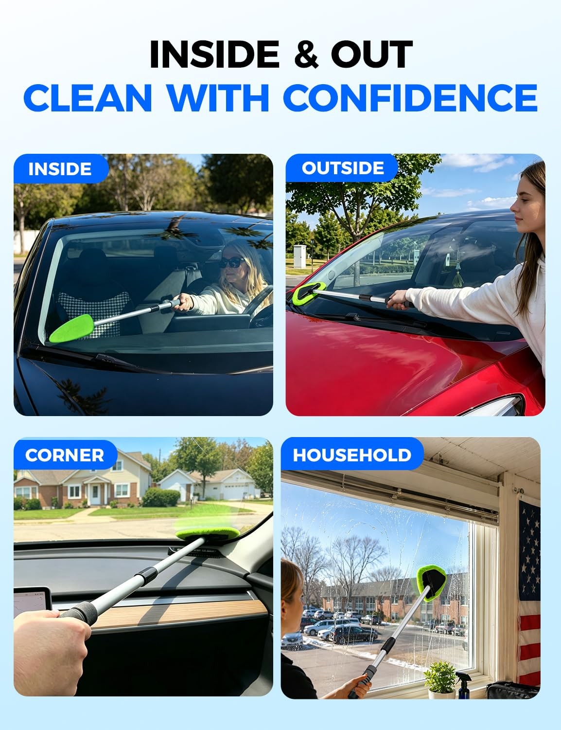 XINDELL 24-inch Windshield Cleaner Tool – Upgrade Large Head Car Interior&Ext…