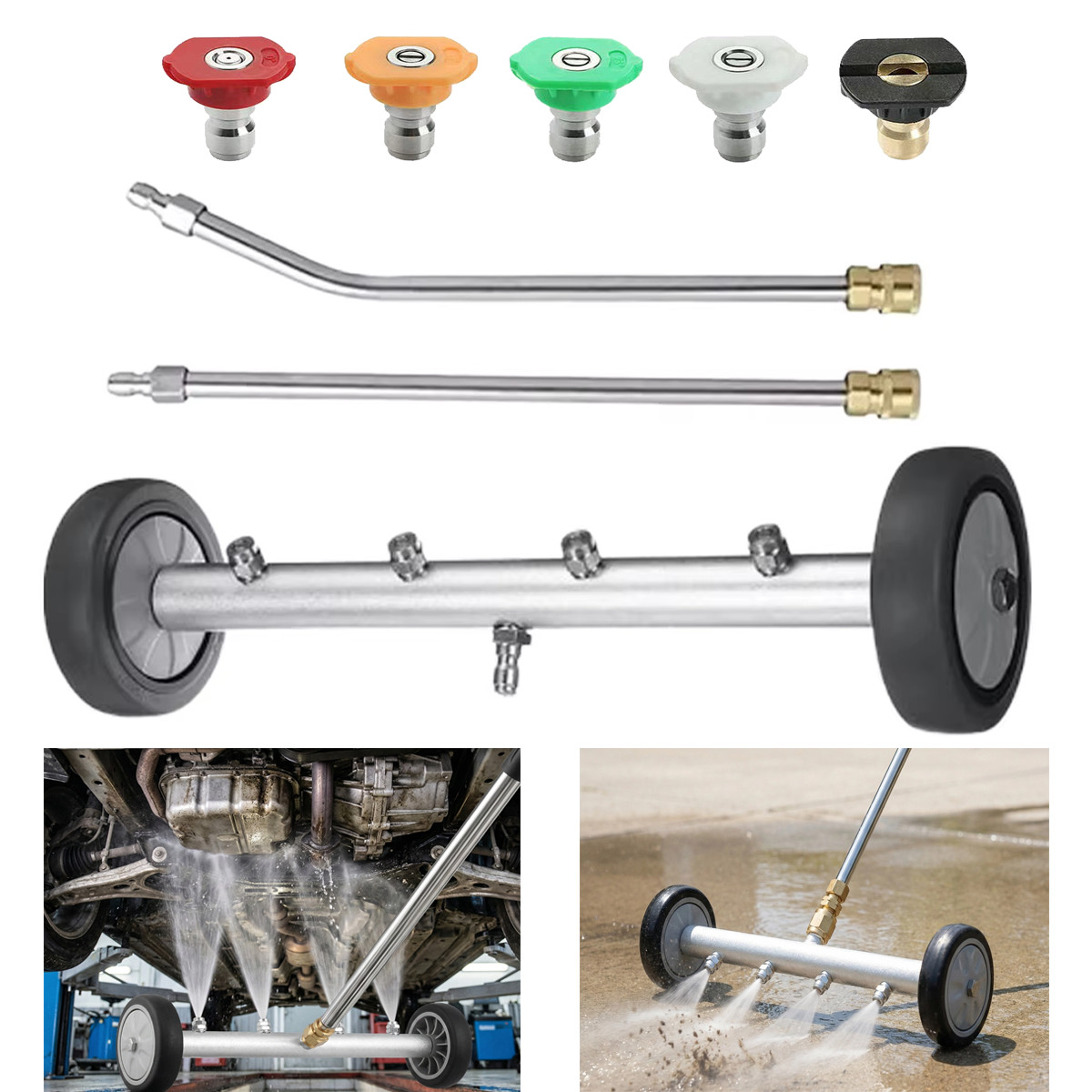 4000PSI Under Car Pressure Washer Undercarriage Cleaner Underbody Wash Broom Set