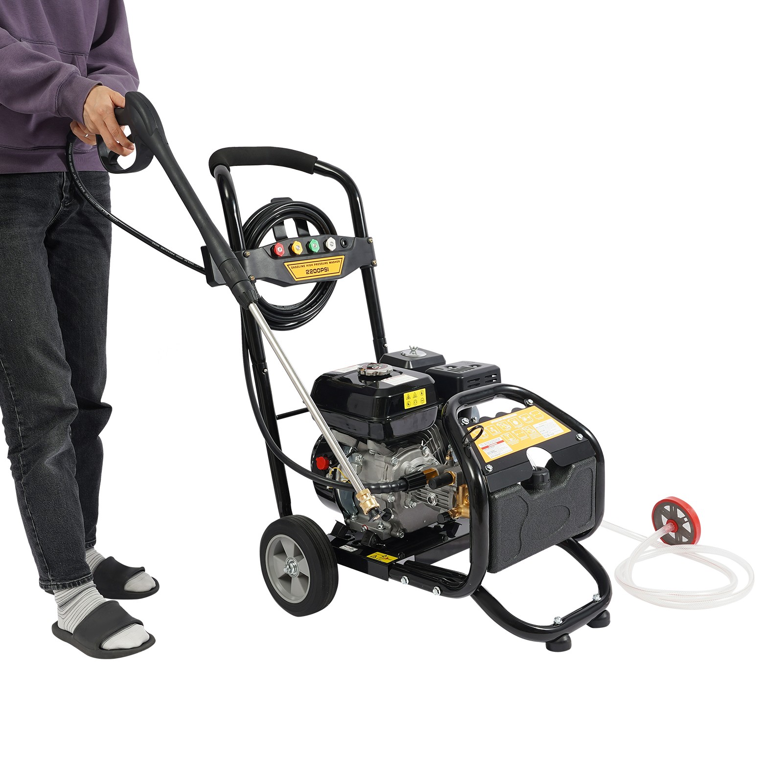 2200PSI Gasoline High Pressure Washer 7HP Gasoline Manual Washer w/ Hose 3400RPM