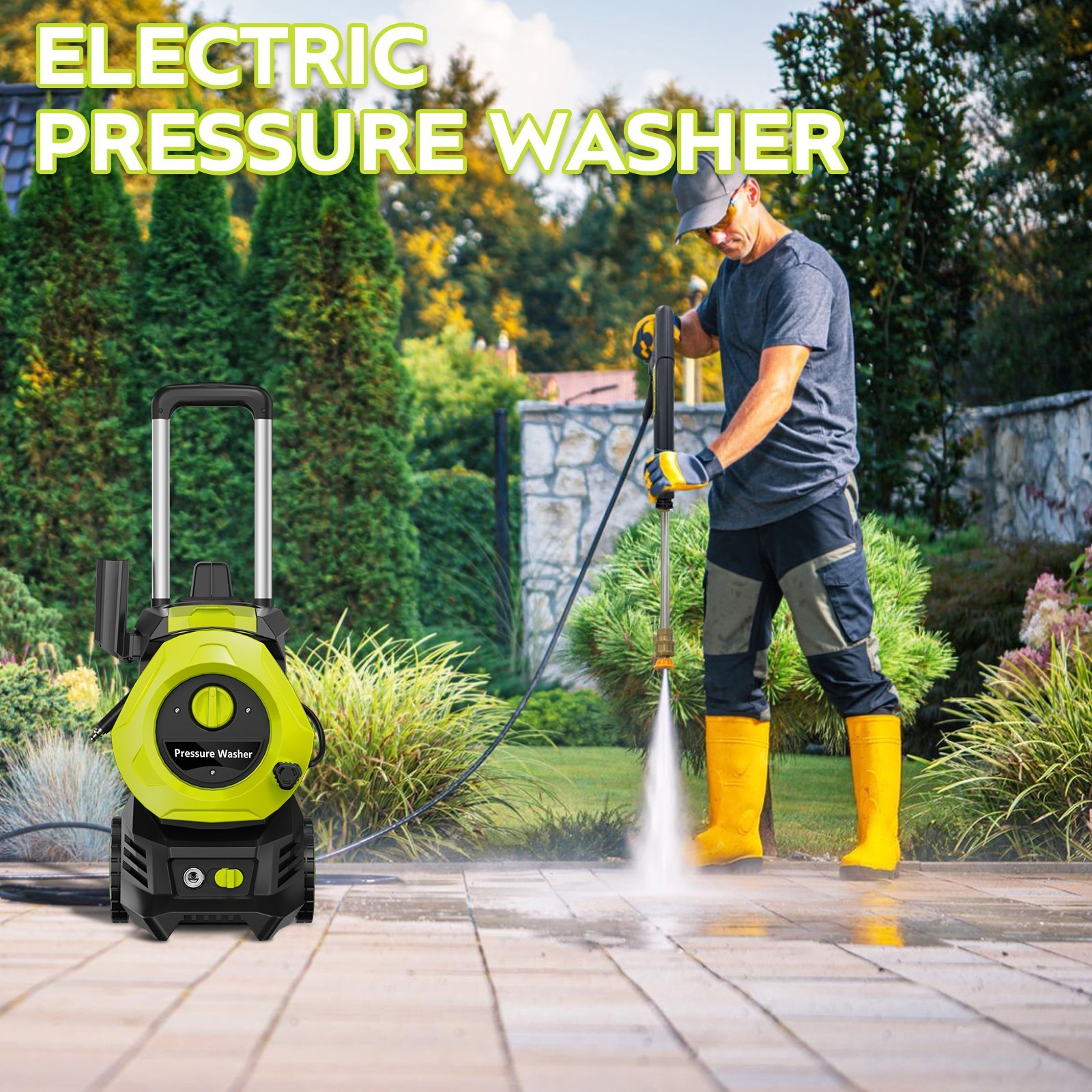 Pressure Washer 4200PSI 2.5GPM, Steel Lance, 500ML Foam Cannon, for Driveway