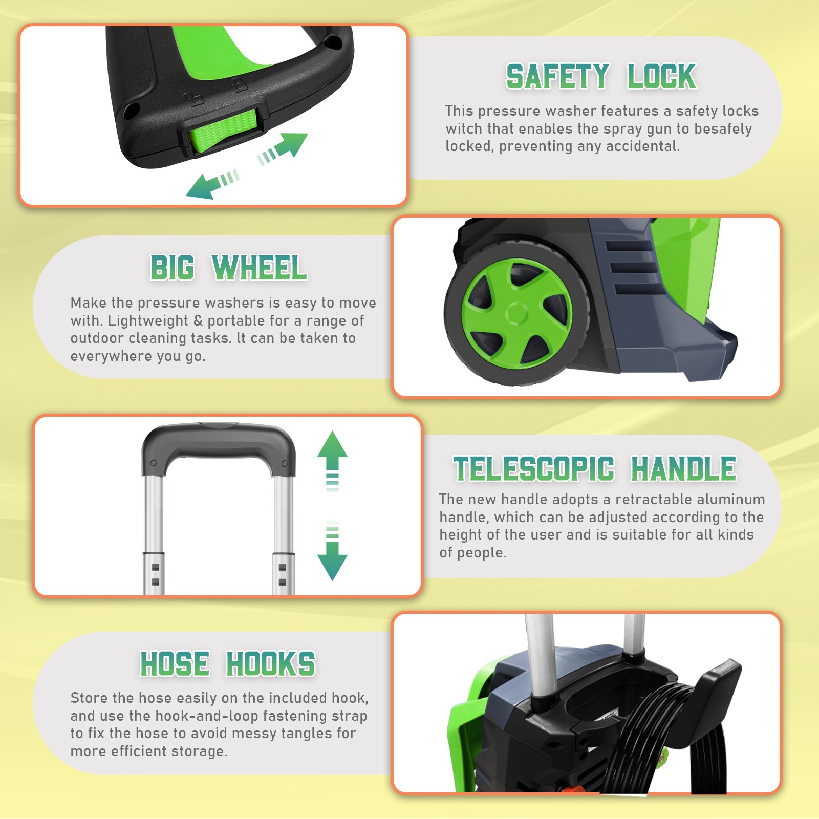 4200PSI 2.0GPM Electric Pressure Washer Portable Electric Power Cleaner Machine