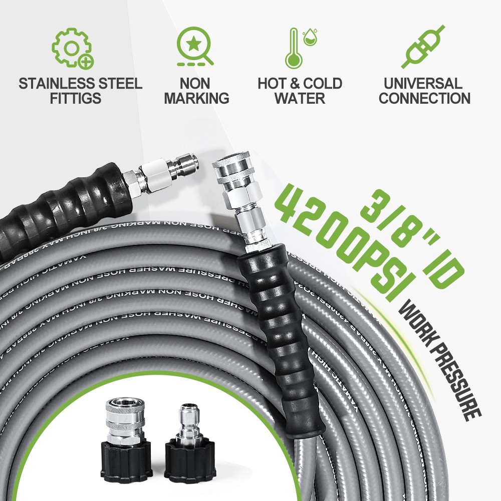 YAMATIC 4200 psi Pressure Washer Hose for Hot Water 1/4″ Swivel Rubber Hose