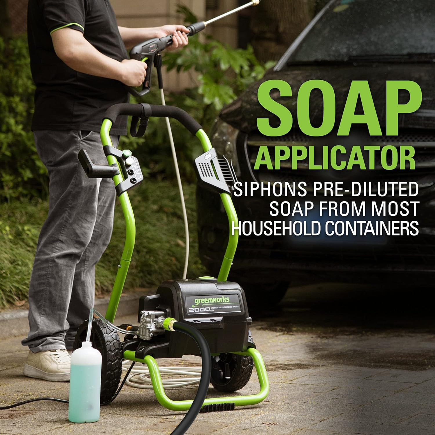 2000 PSI (13 Amp) Electric Pressure Washer (Wheels for Transport / 20 FT Hose /