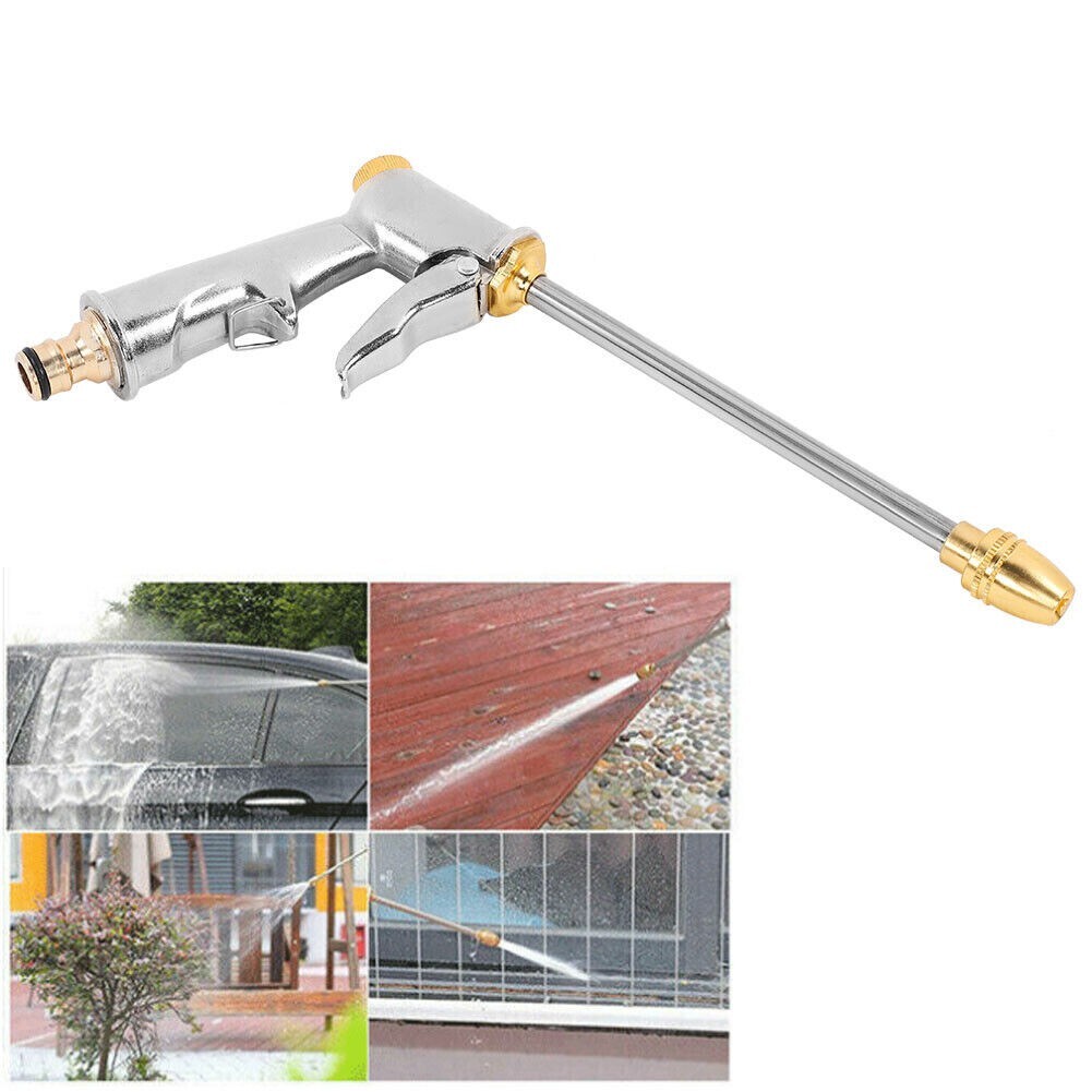 High Pressure Water Gun Long Nozzle Water Spray Gun Adjustable Strong Zinc